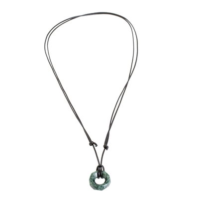 Faceted Green Jade Pendant Necklace from Guatemala