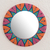 Wood wall mirror, 'Round Color' - Round Hand-Painted Wood Wall Mirror from Guatemala thumbail