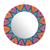 Wood wall mirror, 'Round Color' - Round Hand-Painted Wood Wall Mirror from Guatemala (image 2a) thumbail