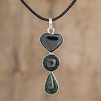 Jade pendant necklace, 'Heart Silhouette'