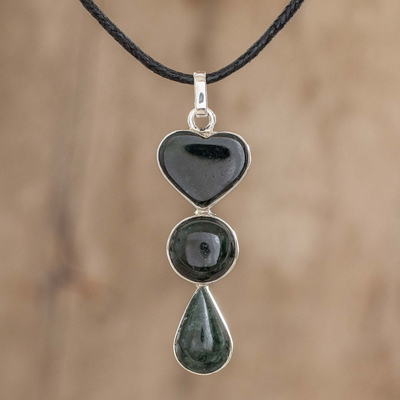 Jade pendant necklace, Heart Silhouette
