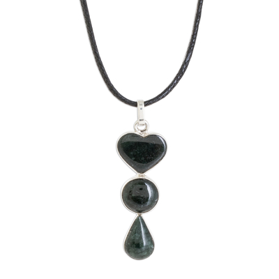 Jade pendant necklace, 'Heart Silhouette' - Heart-Shaped Jade Pendant Necklace from Guatemala