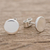 Sterling silver stud earrings, 'Moonlight Simplicity' - High-Polish Round Sterling Silver Stud Earrings (image 2b) thumbail