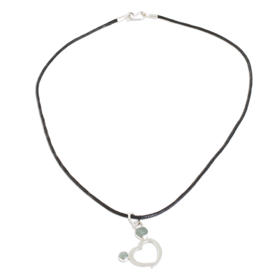 Halskette mit Jade-Anhänger - Herzförmige apfelgrüne Jade-Anhänger-Halskette
