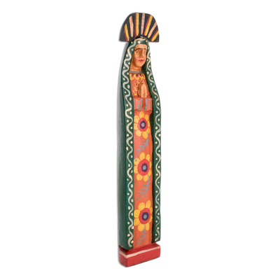 Holzstatuette - Handbemalte Maria-Statuette aus Holz aus Guatemala
