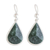 Jade dangle earrings, 'Dark Green Dimensional Drops' - Drop-Shaped Dark Green Jade Dangle Earrings from Guatemala thumbail