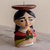 Ceramic candleholder, 'Girl from Cabañas' - Colorful Ceramic Salvadoran Girl Candleholder