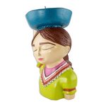 Ceramic candleholder, 'Panchita' - Colorful Salvadoran Ceramic Candleholder