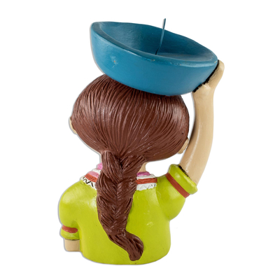 Keramik-Kerzenhalter, „Panchita“ – farbenfroher salvadorianischer Keramik-Kerzenhalter