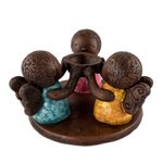 Ceramic tealight candleholder, 'Angel Trio' - Salvadoran Ceramic Angel Tealight Candleholder
