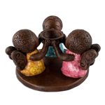 Ceramic tealight candleholder, 'Angel Trio' - Salvadoran Ceramic Angel Tealight Candleholder