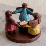 Ceramic tealight candleholder, 'Angel Ceremony' - Angel Tealight Candleholder Handcrafted in Terracotta