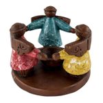 Ceramic tealight candleholder, 'Angel Ceremony' - Angel Tealight Candleholder Handcrafted in Terracotta