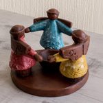 Ceramic tealight candleholder, 'Angel Ceremony' - Angel Tealight Candleholder Handcrafted in Terracotta