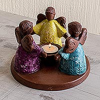 Ceramic tealight candleholder, Three Angels of Light