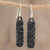 Glass beaded dangle earrings, 'Black Pillars' - Pillar-Shaped Black Glass Beaded Dangle Earrings