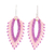 Glass beaded dangle earrings, 'Leafy Sweetness' - Glass Beaded Dangle Earrings in Pink from El Salvador