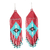 Glasperlen-Wasserfall-Ohrringe - Blaue und rote Wasserfall-Ohrringe mit Diamantmuster aus Glasperlen