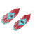 Glass beaded waterfall earrings, 'Diamond Eyes' - Blue and Red Diamond Pattern Glass Beaded Waterfall Earrings
