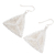 Glass beaded dangle earrings, 'White Triangles' - Triangular Glass Beaded Dangle Earrings in White