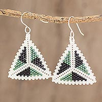 Featured review for Glass beaded dangle earrings, Tri-Tone Triangles