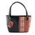 Handwoven cotton and faux leather shoulder bag, 'Feminine Subtlety in Red' - Black Faux Leather and Woven Cotton Shoulder Bag (image 2a) thumbail