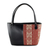 Handwoven cotton and faux leather shoulder bag, 'Feminine Subtlety in Red' - Black Faux Leather and Woven Cotton Shoulder Bag (image 2b) thumbail