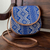Handwoven cotton and faux suede sling, 'Feminine Subtlety in Blue' - Blue and Beige Cotton Sling Bag from Guatemala thumbail