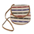 Handwoven cotton and faux suede sling, 'Singular Stripes' - Hand Woven Cotton Striped Sling Bag (image 2a) thumbail