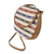 Handwoven cotton and faux suede sling, 'Singular Stripes' - Hand Woven Cotton Striped Sling Bag