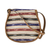 Handwoven cotton and faux suede sling, 'Singular Stripes' - Hand Woven Cotton Striped Sling Bag