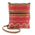 Cotton and faux suede sling, 'Sweet Journey in Red' - Red and Beige Handwoven Cotton Sling (image 2a) thumbail