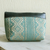 Handwoven cotton cosmetic bag, 'Sweet Journey in Aqua' - Hand Woven Cosmetic Bag in Aqua and Beige thumbail