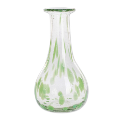 Hand Blown Clear and Light Green Glass Decanter