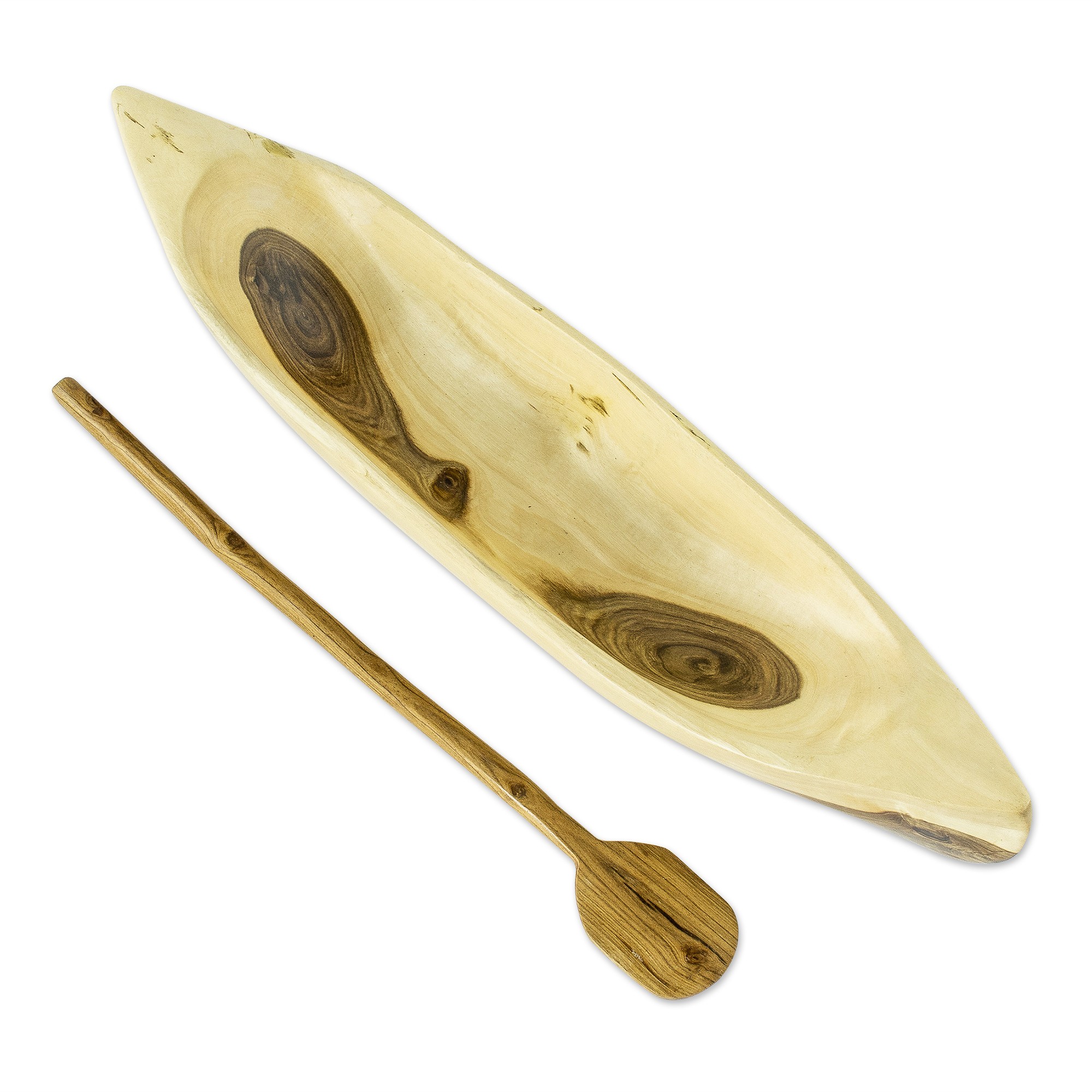 Hand Carved Maya Dugout Canoe and Paddle Wood Sculpture Maya Dugout Canoe NOVICA