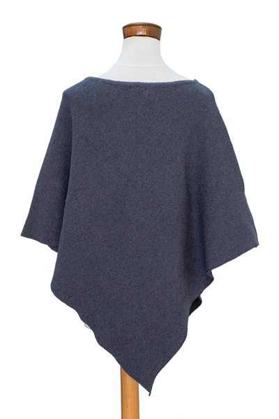 Cotton poncho, 'Cool Breeze' - Lightweight Blue Cotton Poncho From Guatemala