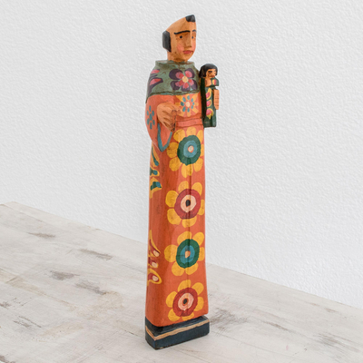 estatuilla de madera - Estatuilla de madera pintada a mano de Antonio de Padua de Guatemala
