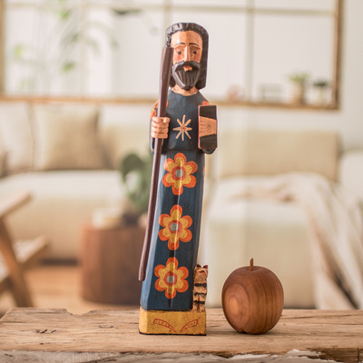 Wood statuette, 'Saint John the Evangelist' - Wood Statuette of Saint John the Evangelist from Guatemala