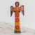 Wood statuette, 'Call of God' - Hand-Painted Floral Wood Angel Statuette from Guatemala thumbail