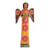 Wood statuette, 'Call of God' - Hand-Painted Floral Wood Angel Statuette from Guatemala thumbail