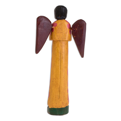 estatuilla de madera - Estatuilla de ángel de madera floral pintada a mano de Guatemala