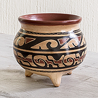 Ceramic decorative vase, 'Chorotega Message' - Pre-Hispanic Style Handcrafted Decorative Ceramic Vase