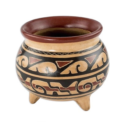 Pre-Hispanic Style Handcrafted Decorative Ceramic Vase