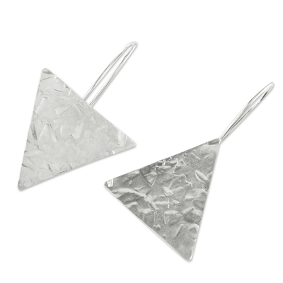 Sterling silver drop earrings, 'Up and Down' - Modern Sterling Silver Asymmetric Geometric Earrings