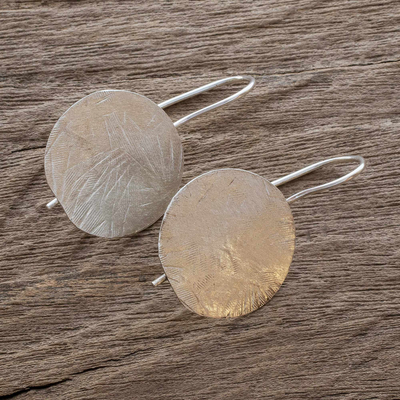 Sterling silver drop earrings, 'Costa Rican Moon' - Costa Rican Sterling Silver Geometric Drop Earrings