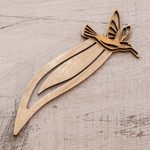 Recycled teak wood bookmark, 'Hummingbird in Flight' - Handcrafted Recycled Teak Hummingbird Theme Bookmark