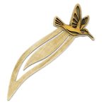Recycled teak wood bookmark, 'Hummingbird in Flight' - Handcrafted Recycled Teak Hummingbird Theme Bookmark