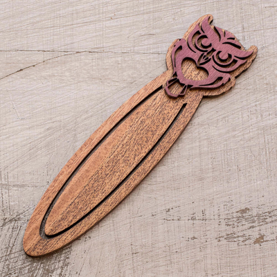 Recycled teak wood bookmark, Wisdom of the Owl