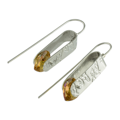 Tropfenohrringe aus Sterlingsilber - Ohrringe aus Sterlingsilber mit gelbem Zirkonia