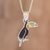Enameled sterling silver pendant necklace, 'Colorful Toucan' - Enameled Sterling Silver Costa Rican Toucan Pendant Necklace (image 2) thumbail